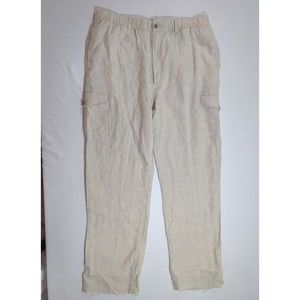 Caribbean Cargo 100% Linen Men's Lounging Pants Cream Tan Beige 40‎ x 31